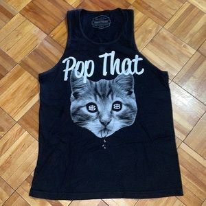 Paper Root Clothing | Trill Bill Graphic black Tank whit cat | size S